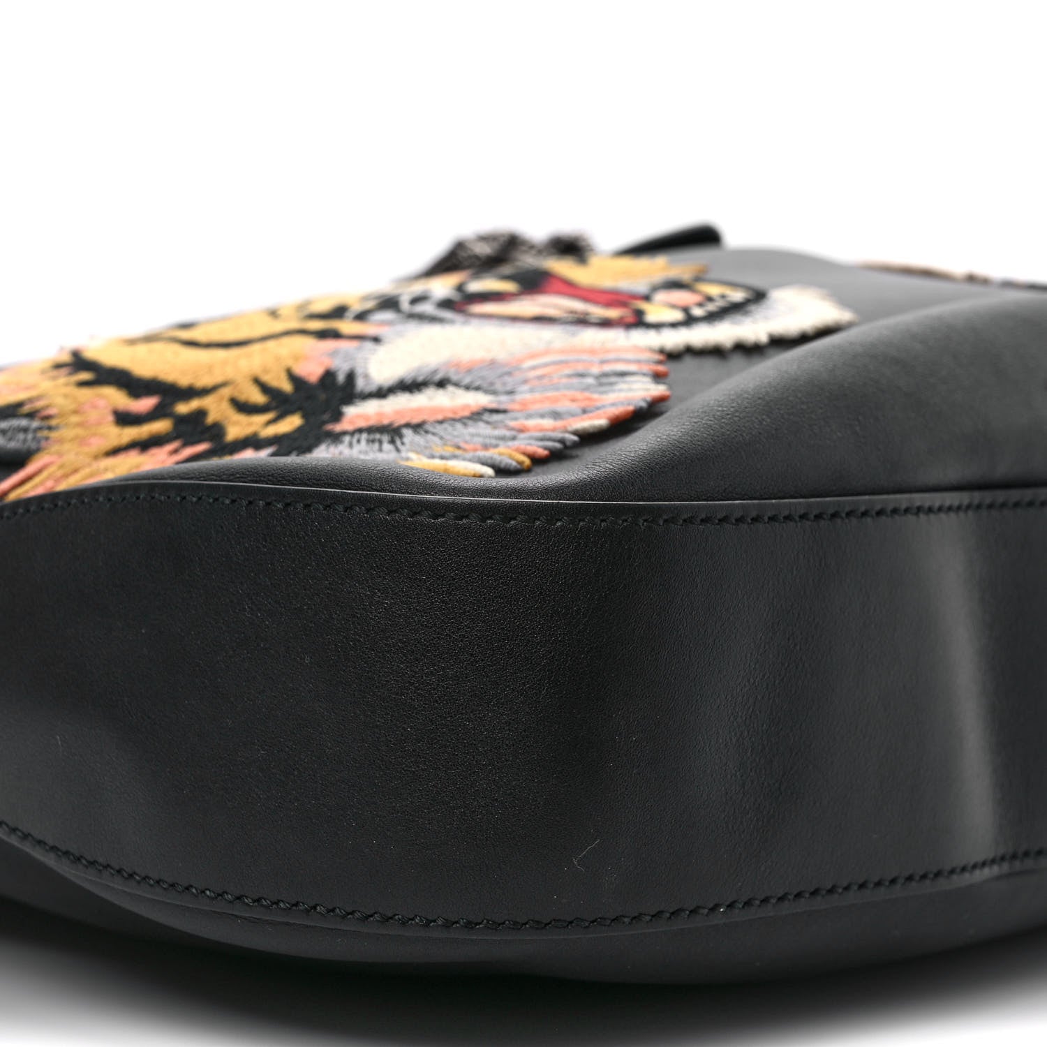 Gucci Calfskin Web Tiger Embroidered Large Dionysus Hobo Black 8 of 9
