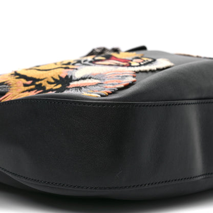 Gucci Calfskin Web Tiger Embroidered Large Dionysus Hobo Black 8 of 9