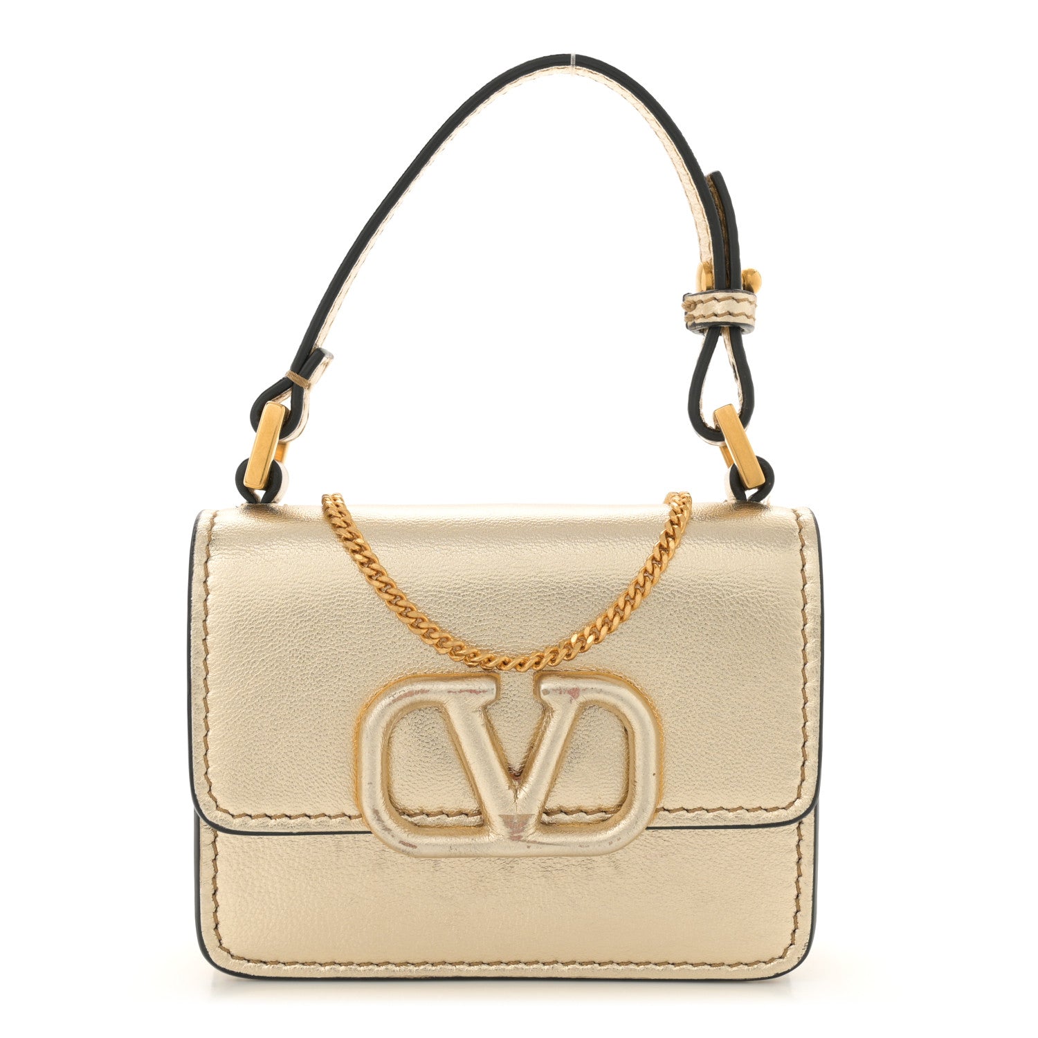 Valentino Garavani Metallic Calfskin Micro VSling Shoulder Bag Sahara 1 of 12