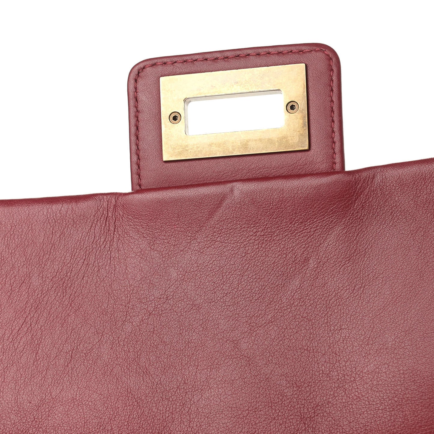 Calfskin Diamond Debossed Large Cosmos Flap Red