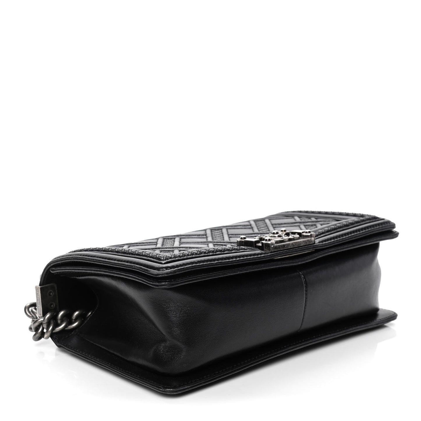 Lambskin Stitched Medium Boy Flap Black