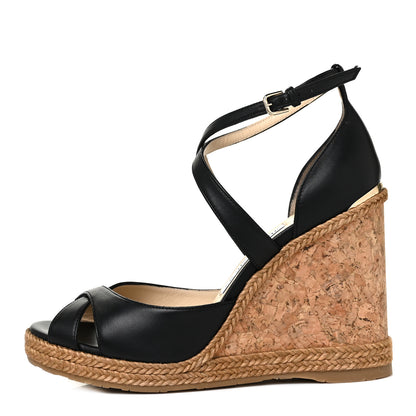 Jimmy Choo Nappa Rope Cork Alanah 105 Wedge 38.5 Black 1 of 8