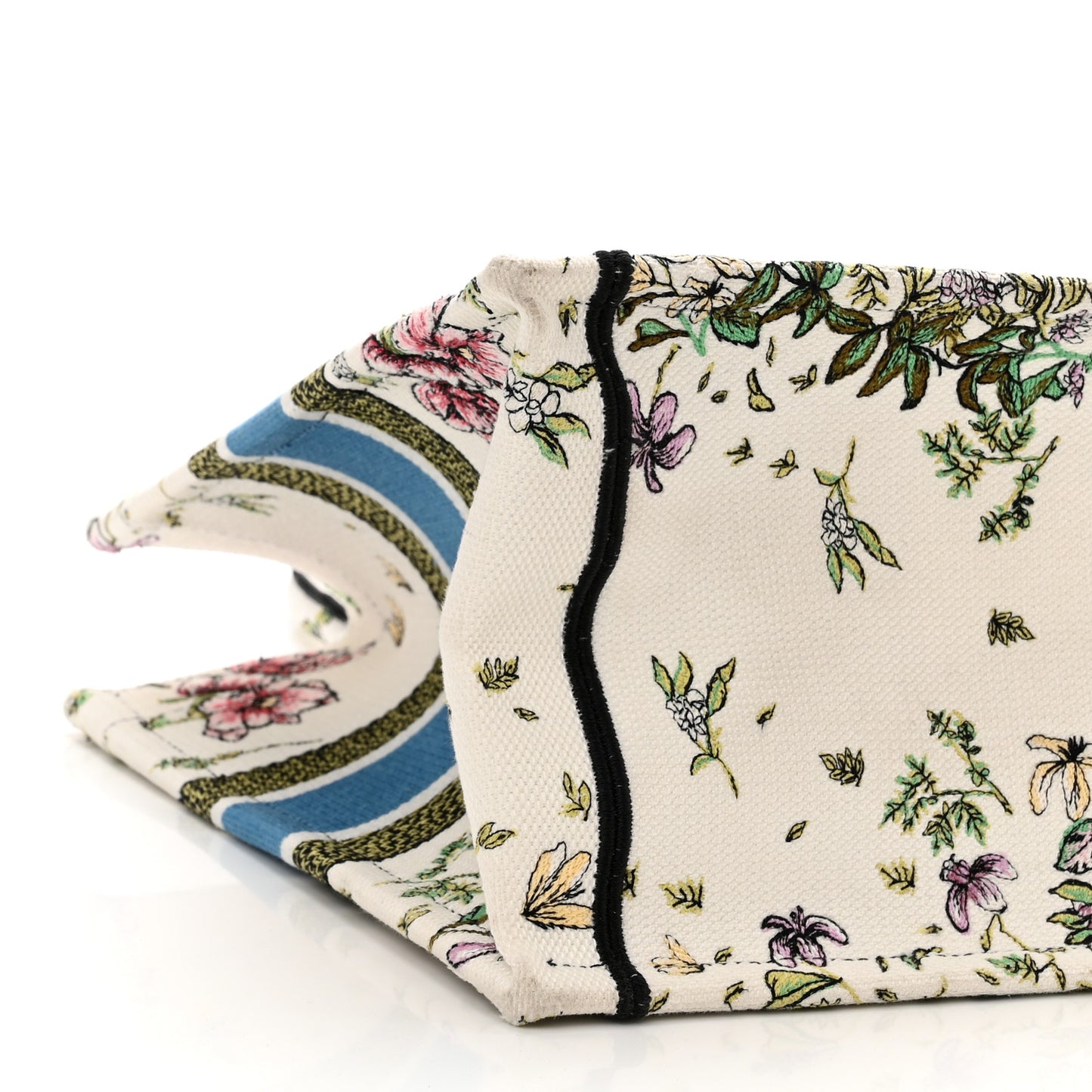 Canvas Embroidered Medium D-Constellation Book Tote Latte Multicolor
