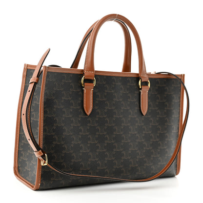 Celine Triomphe Canvas Calfskin Mini Horizontal Cabas Tan 3 of 9