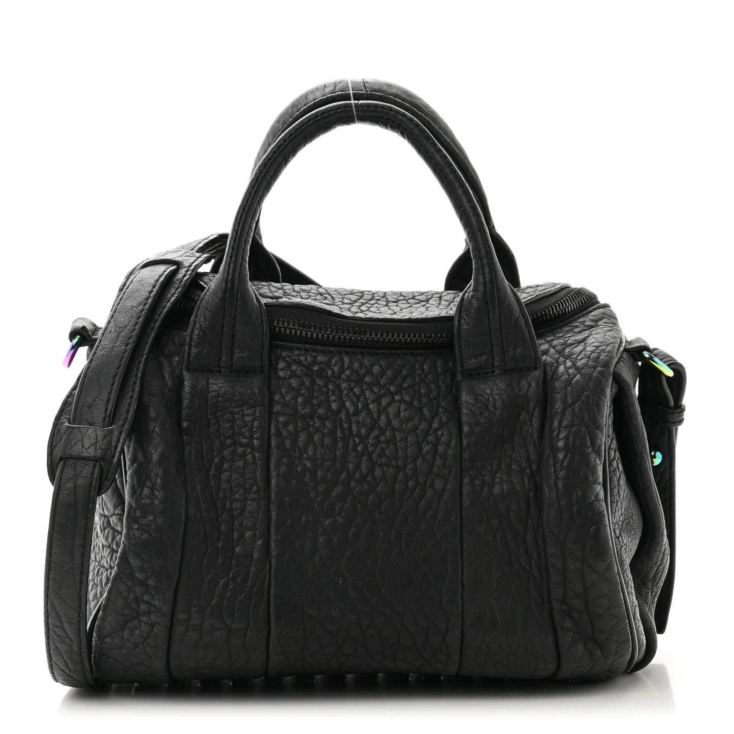 Pebbled Lambskin Rocco Matte Black Iridescent Hardware