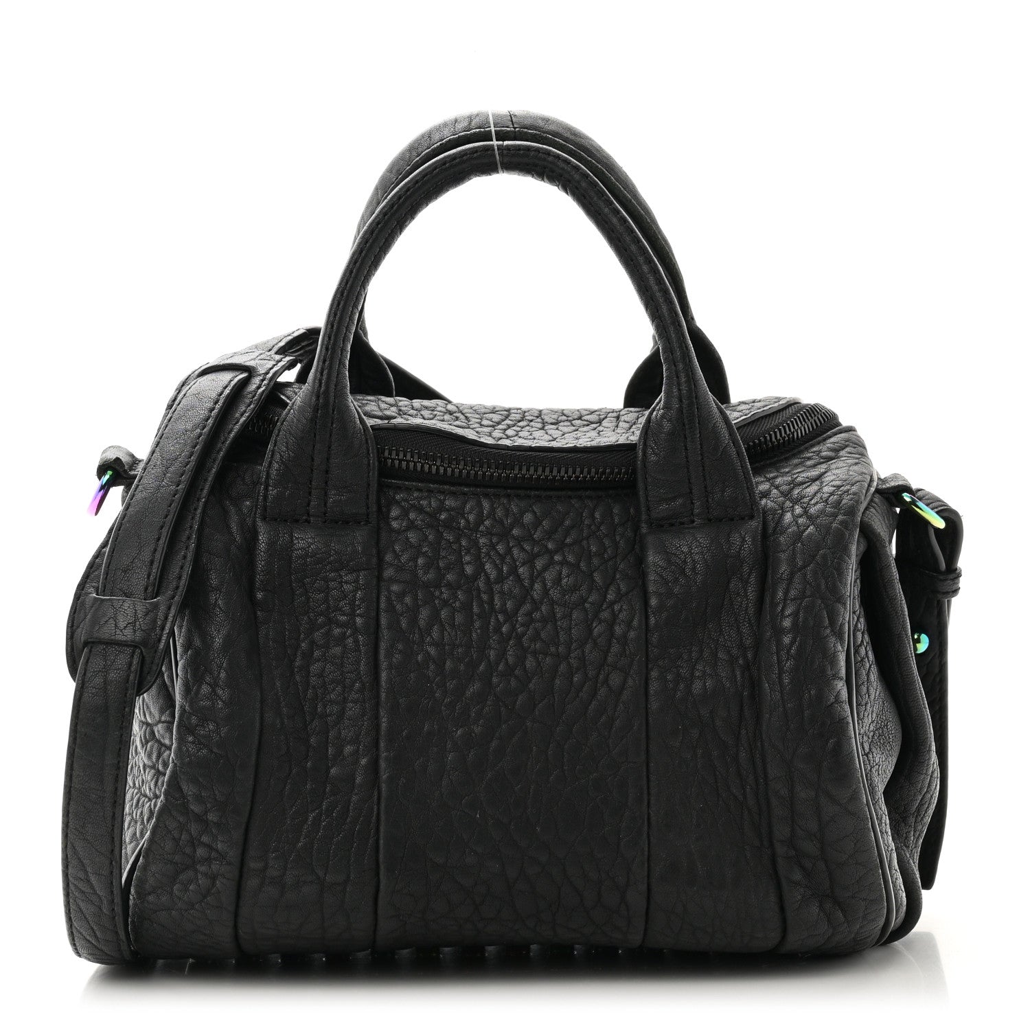 Alexander Wang Pebbled Lambskin Rocco Matte Black Iridescent Hardware 1 of 10