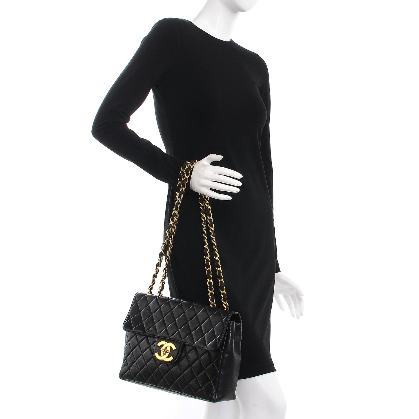 Lambskin Quilted Jumbo Single Flap Black