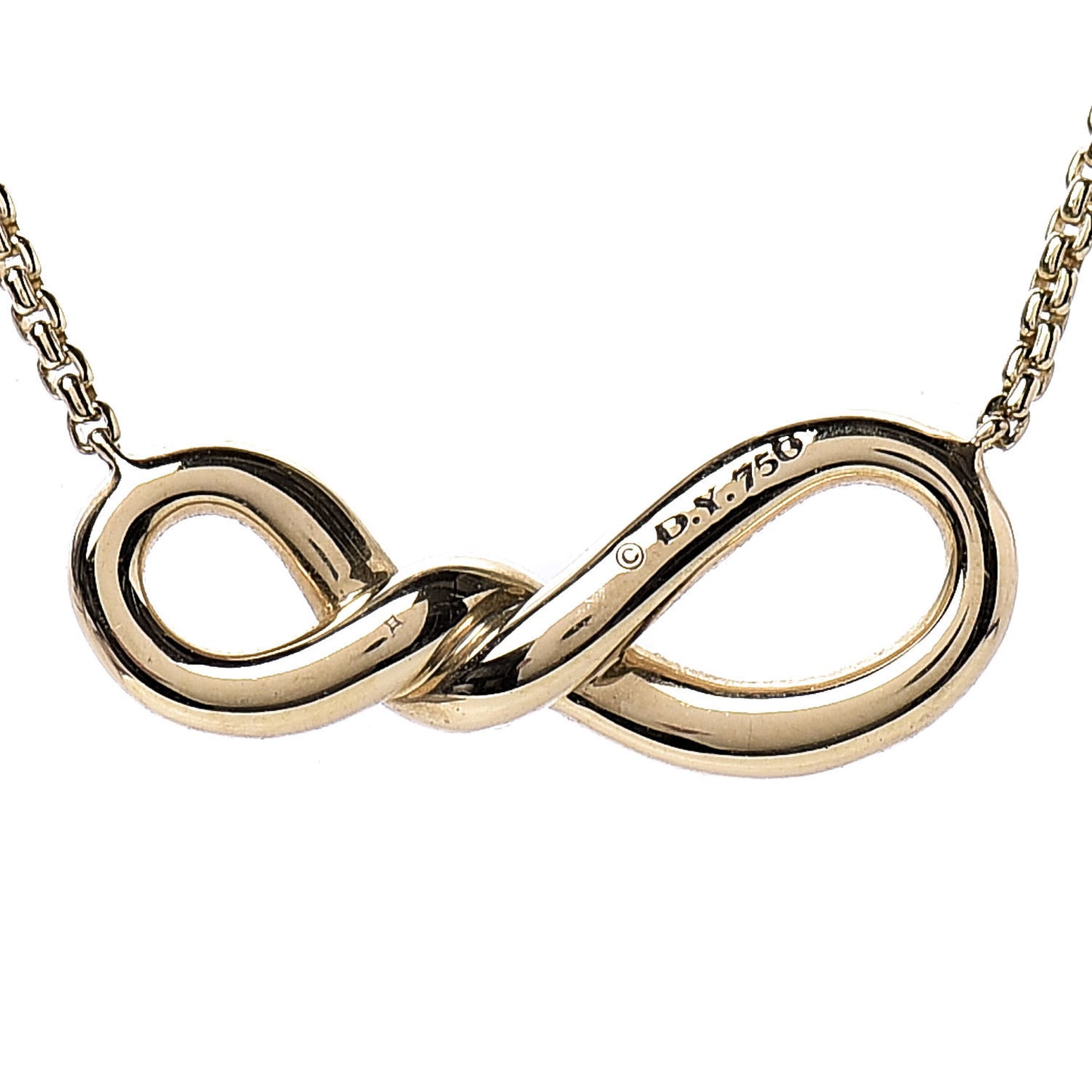 18K Yellow Gold Diamond 19mm Continuance Pendant Necklace