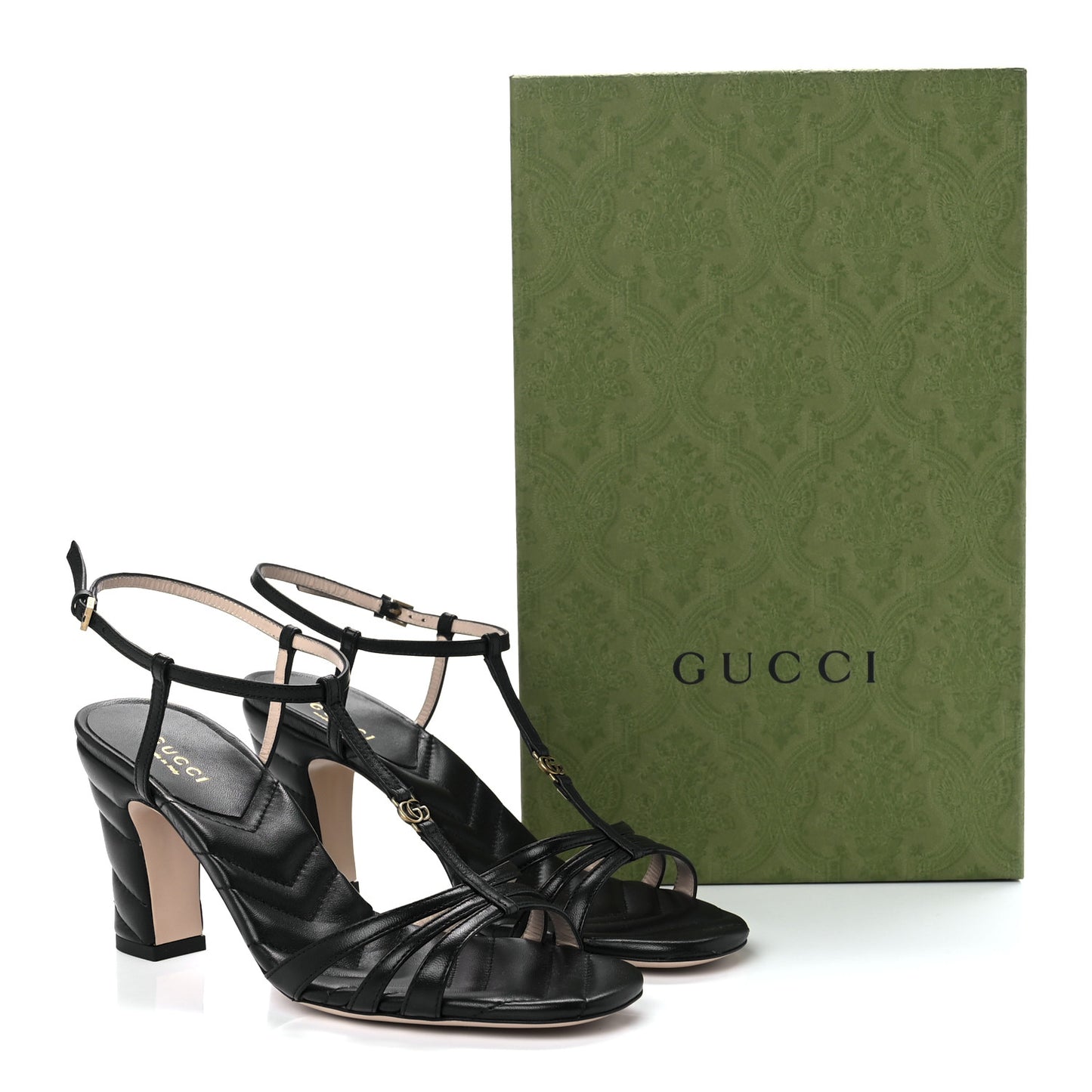 Nappa Matelasse T-Strap 40mm Sandals 37.5 Black