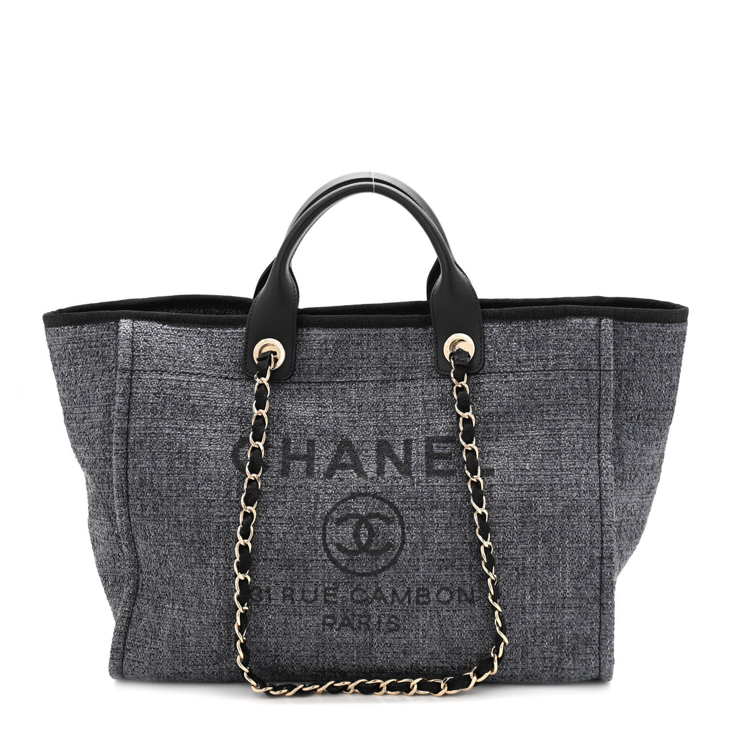 Chanel Woven Straw Raffia Medium Deauville Tote Grey 1 of 9