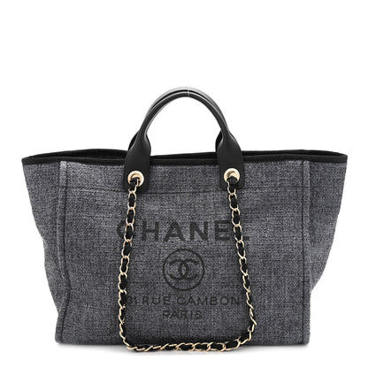 Chanel Woven Straw Raffia Medium Deauville Tote Grey 1 of 9