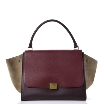 Celine Textured Calfskin Tri-Color Large Trapeze Burgundy 1 of 9