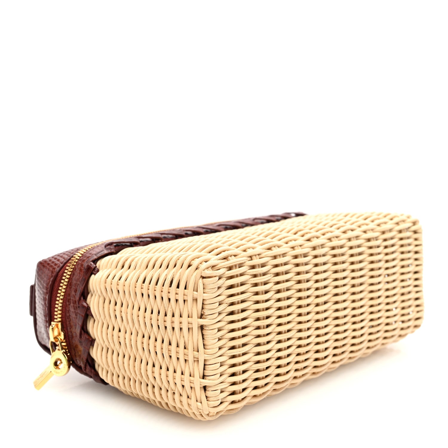 Loro Piana Wicker Lizard East West L19 Extra Pocket Pouch Smoked Caramel 4 of 9