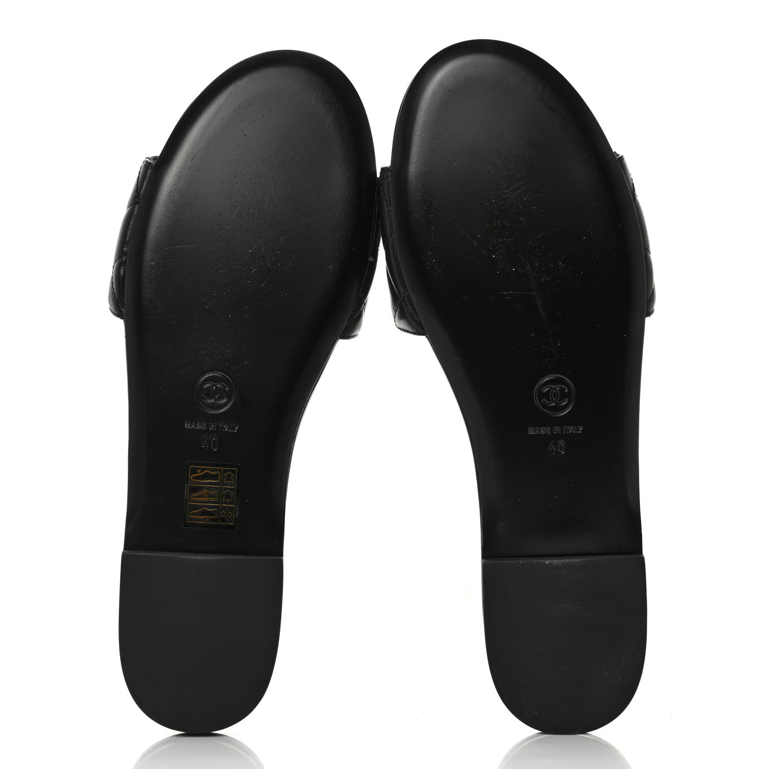 Chanel Shiny Goatskin Quilted CC Mules Sandals 40 Black 5 of 9