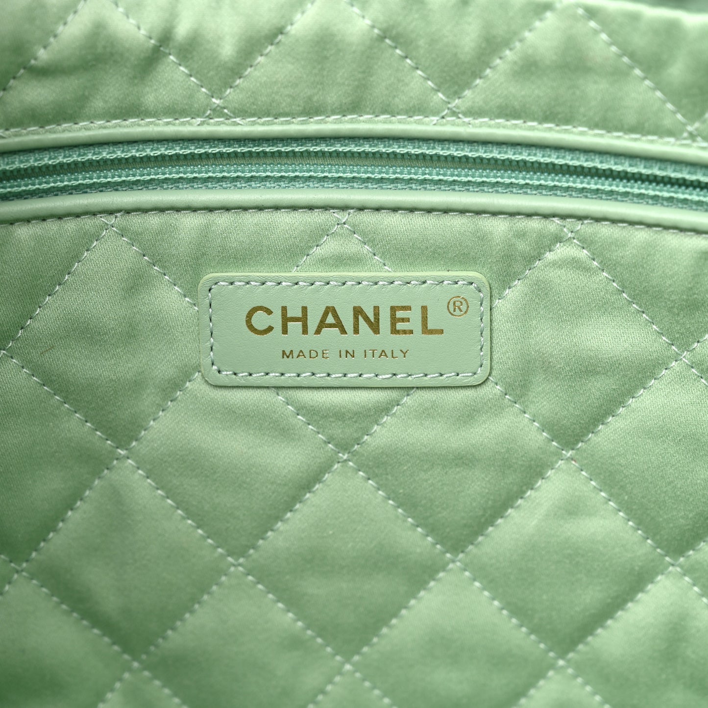 Shiny Calfskin Quilted Small Chanel 22 Light Green