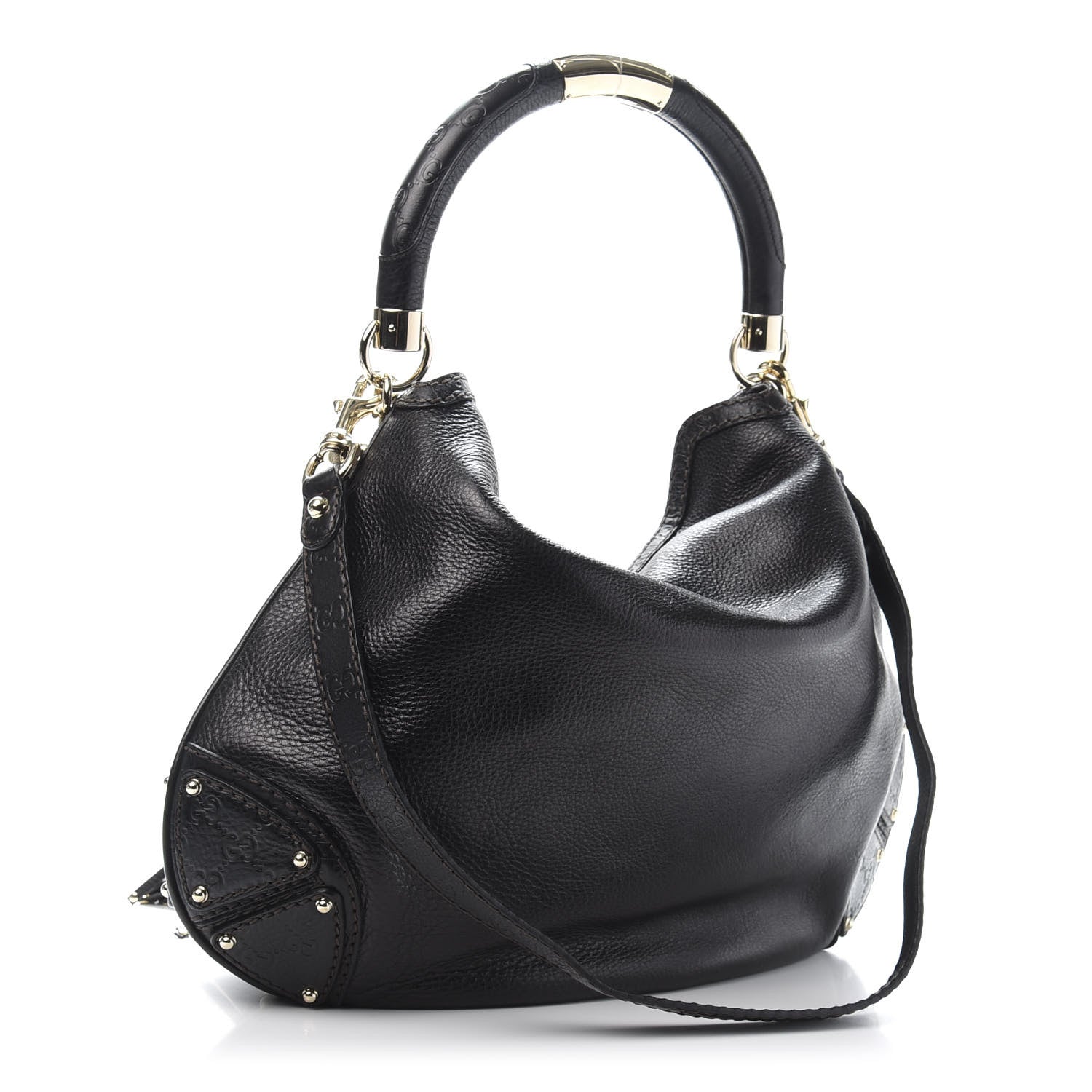 Gucci Calfskin Large Indy Top Handle Hobo Black 3 of 12