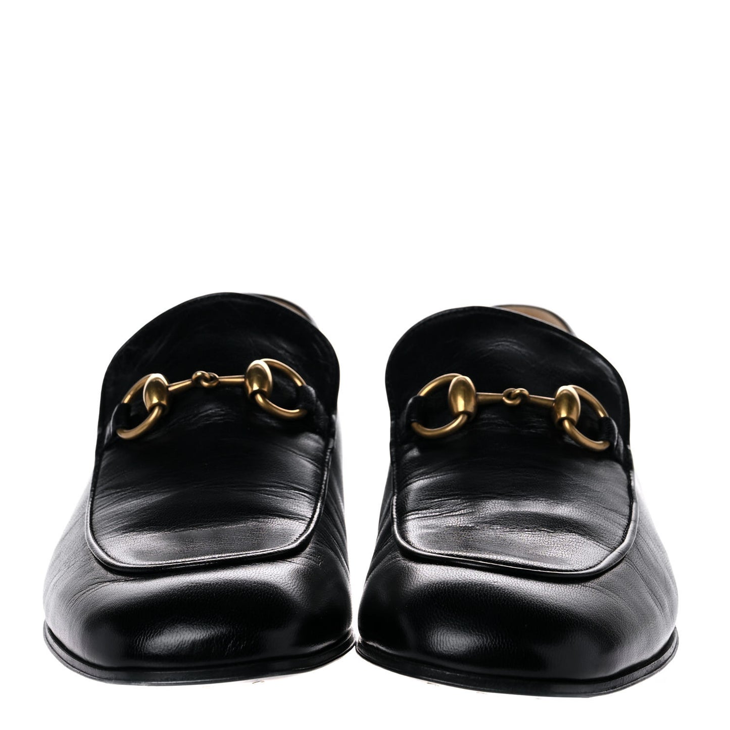 Goatskin Womens Horsebit Mid-Heel Loafers 39 Black