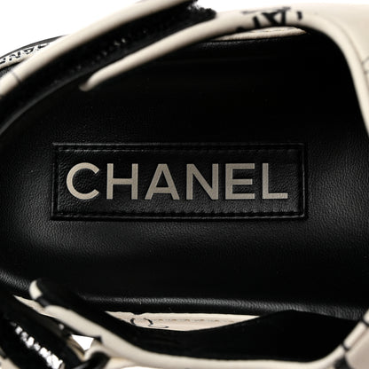 Chanel Lambskin Printed CC Velcro Dad Sandals 40 White Black 7 of 10