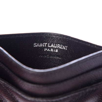 Saint Laurent Grain De Poudre Matelasse Chevron Monogram Credit Card Case Black 6 of 8