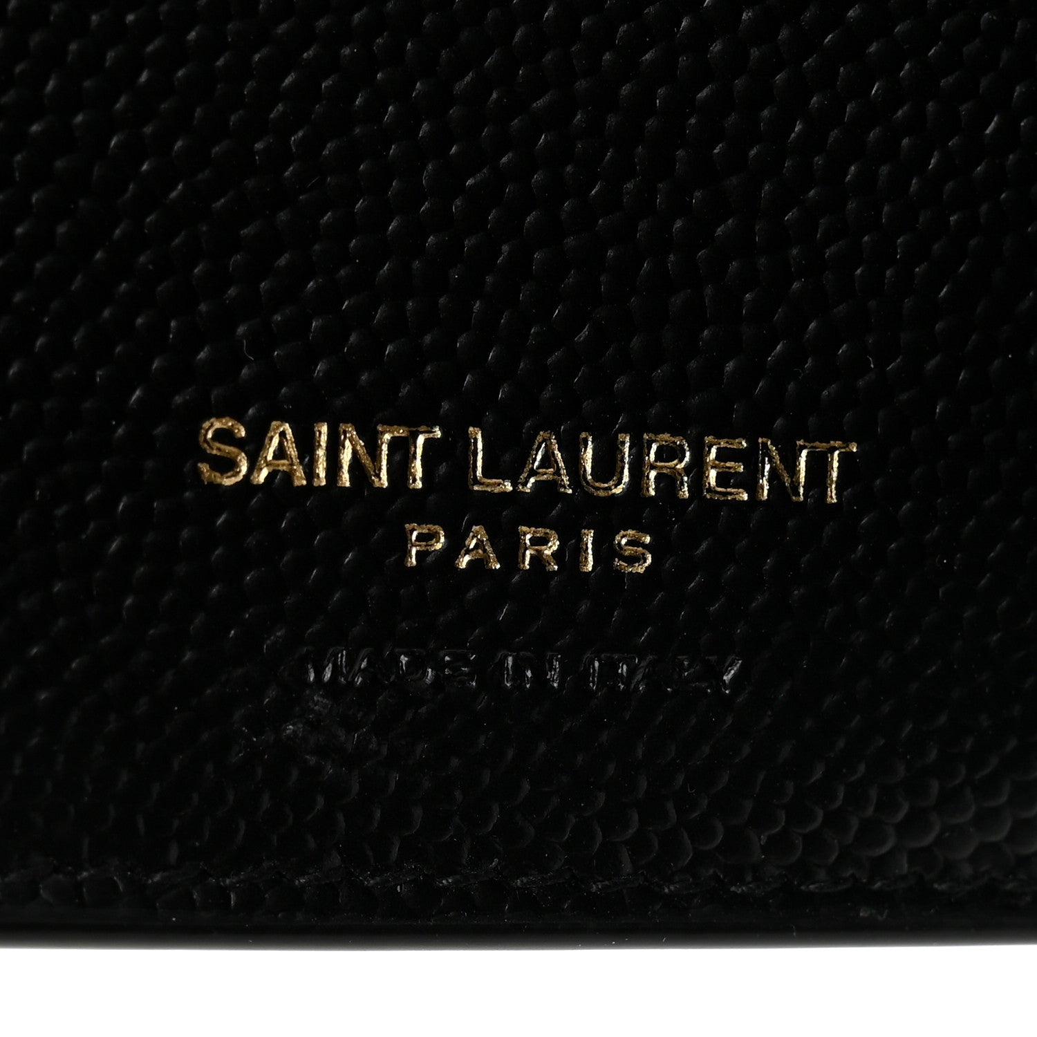 Saint Laurent Grain De Poudre Matelasse Chevron Monogram Compact Tri Fold Wallet Black 6 of 6