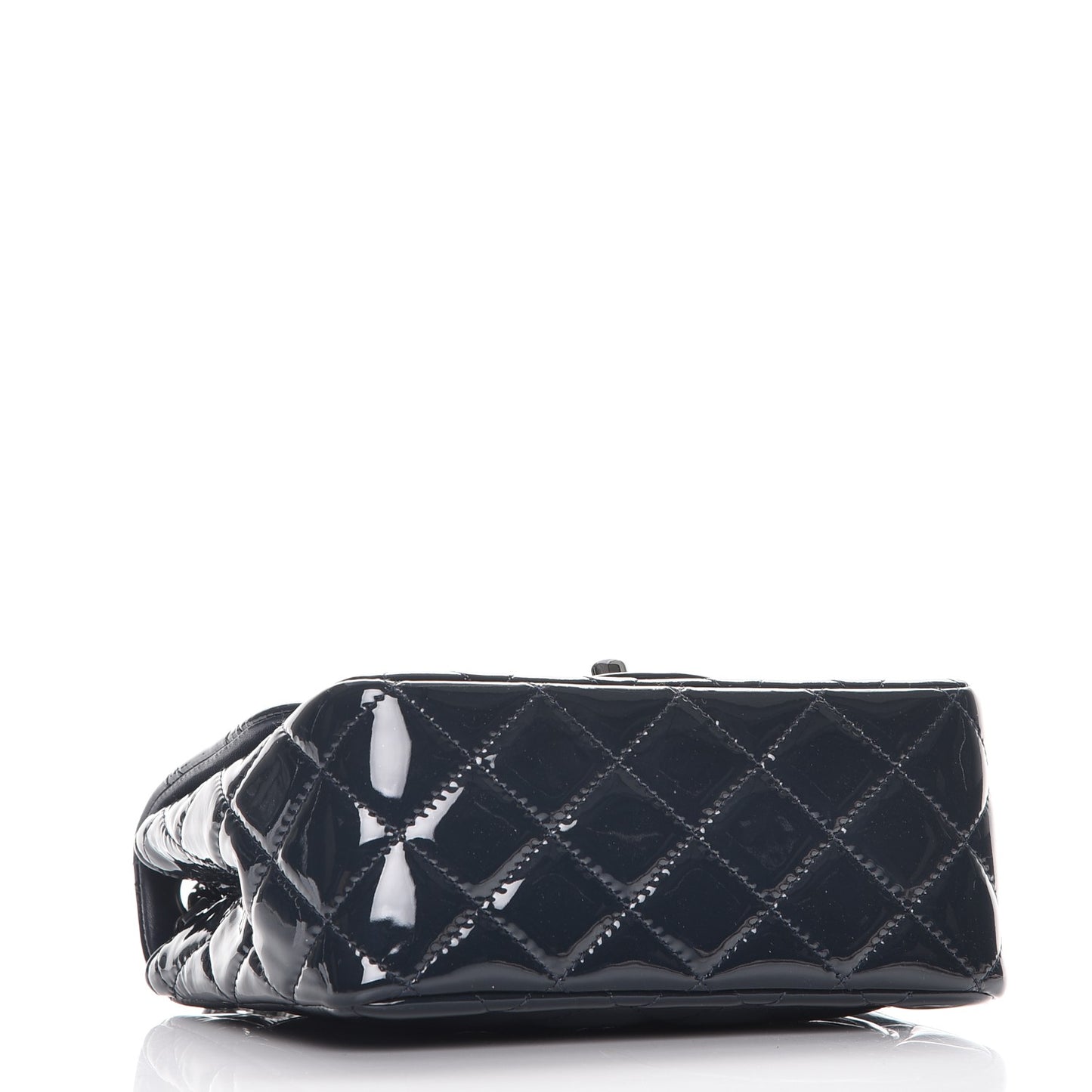 Patent Quilted Mini Square Flap Navy Blue