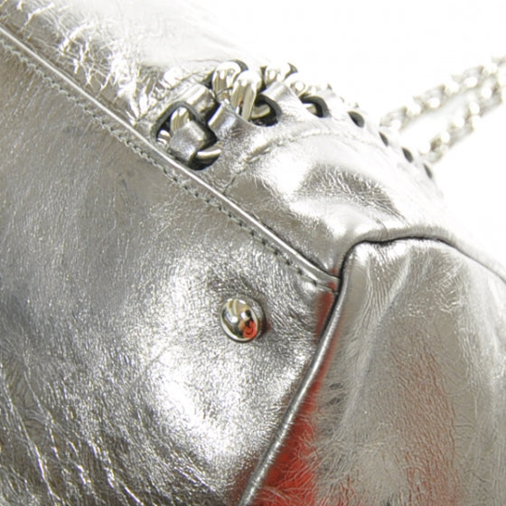 Leather XL Modern Chain Tote Metallic