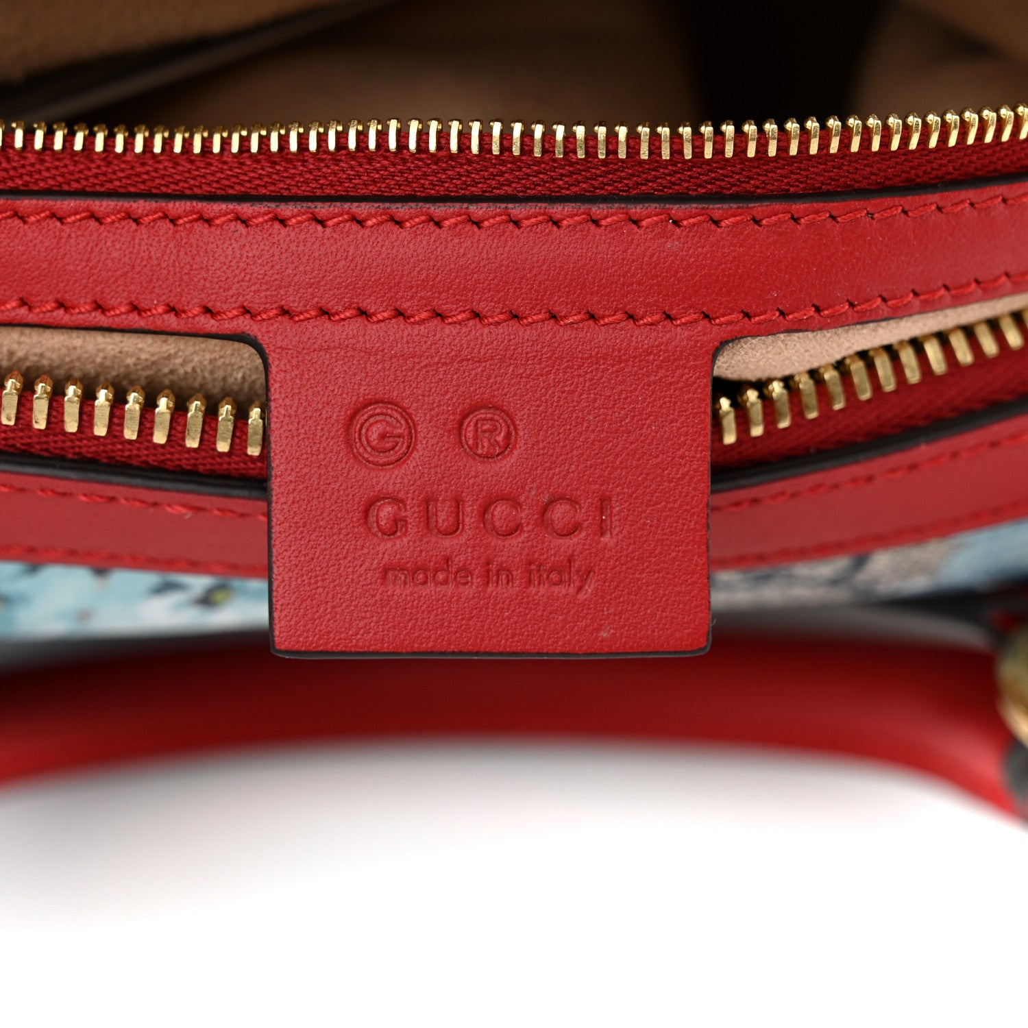 Gucci GG Supreme Monogram Blooms Small Boston Beige Blue Navy Hibiscus Red 6 of 10