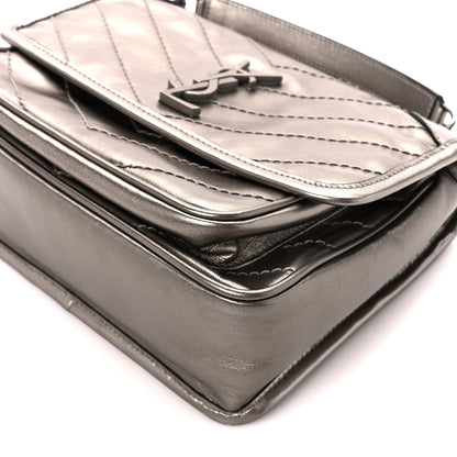 Saint Laurent Crinkled Calfskin Matelasse Monogram Baby Niki Chain Satchel Platinum 11 of 11