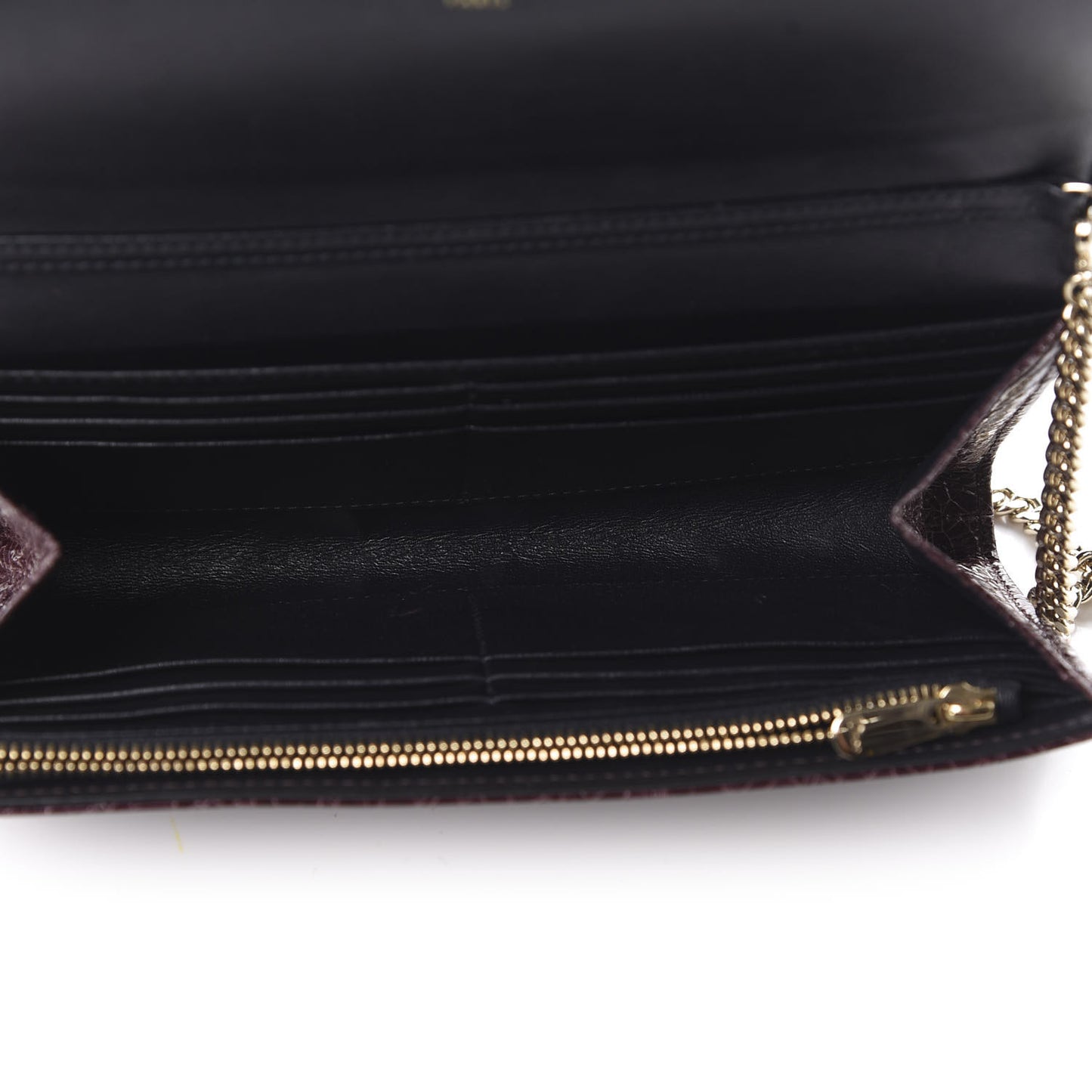 Ceramic Effect Deerskin Diorama Croisiere Chain Wallet Burgundy