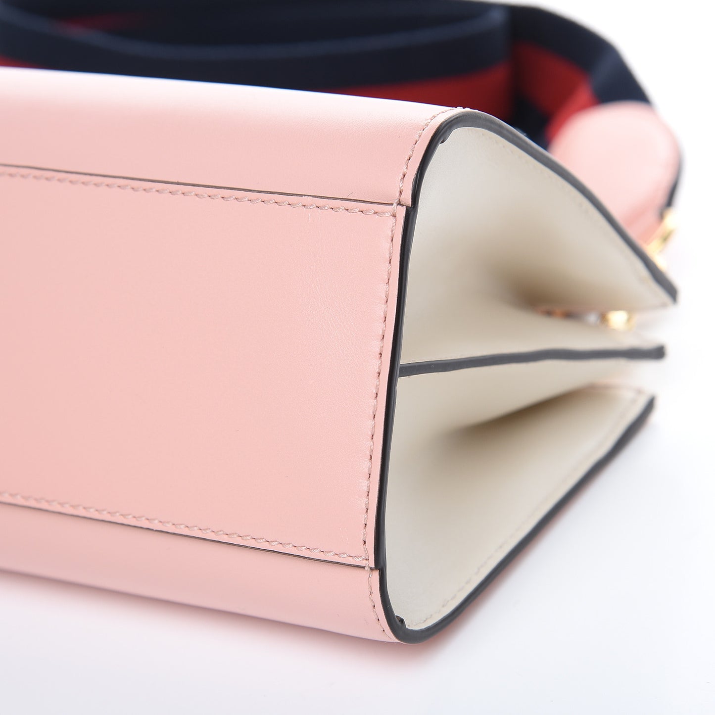 Nappa Bamboo Web Mini Nymphaea Top Handle Bag Perfect Pink Mystic White