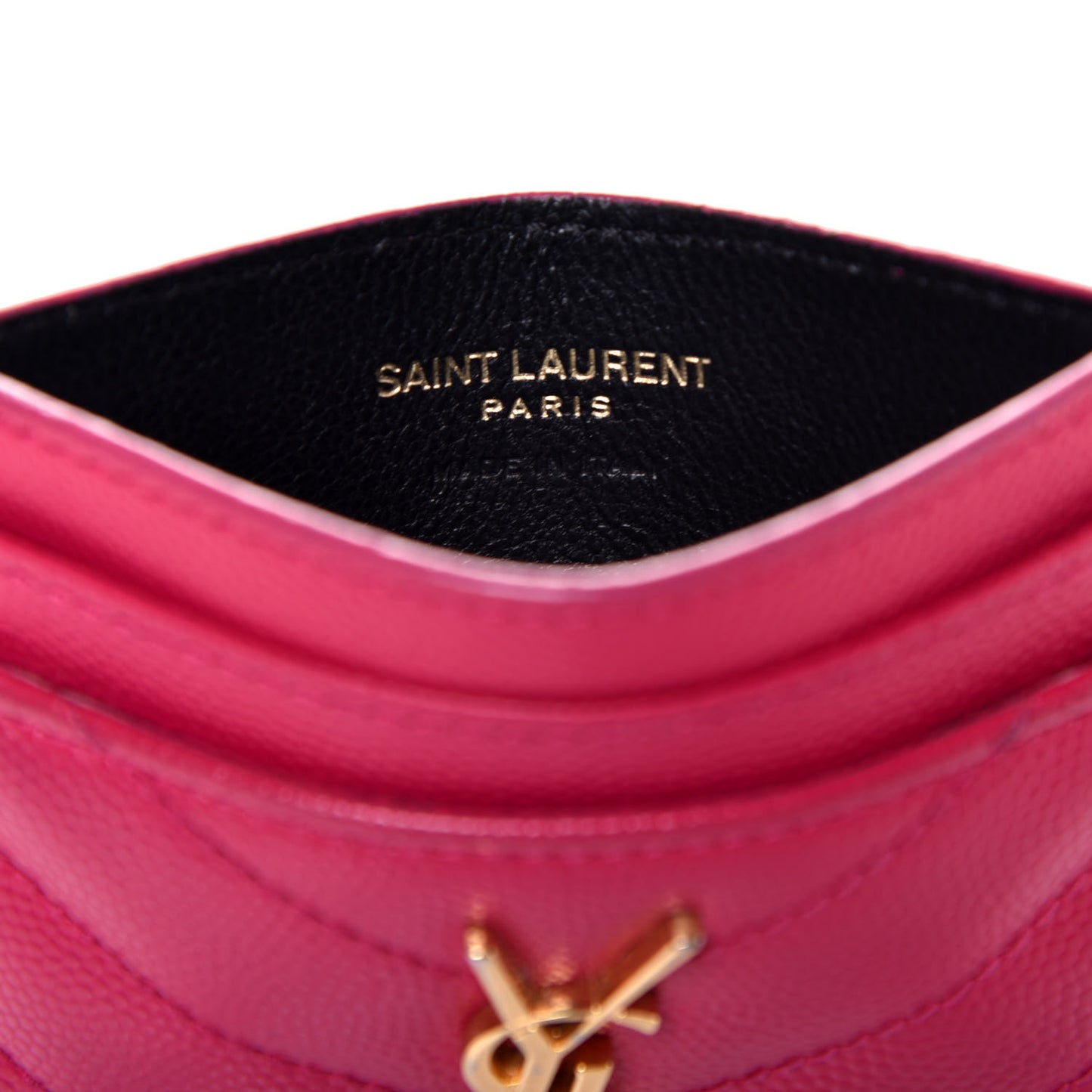 Grain De Poudre Matelasse Chevron Monogram Credit Card Case Fresh Fuxia