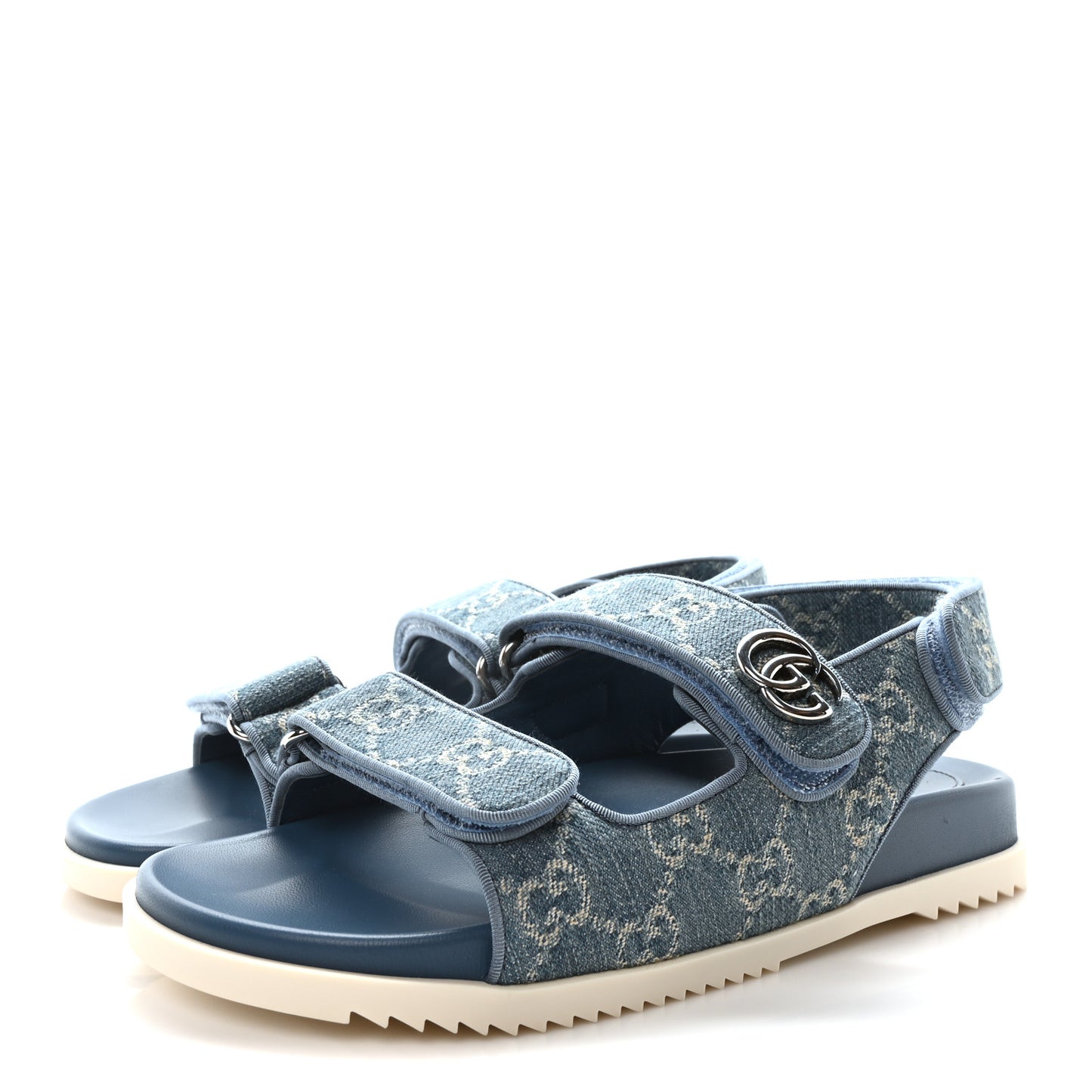 New Denim Delave GG Monogram Womens Dad Sandals 38 Light Blue Avion