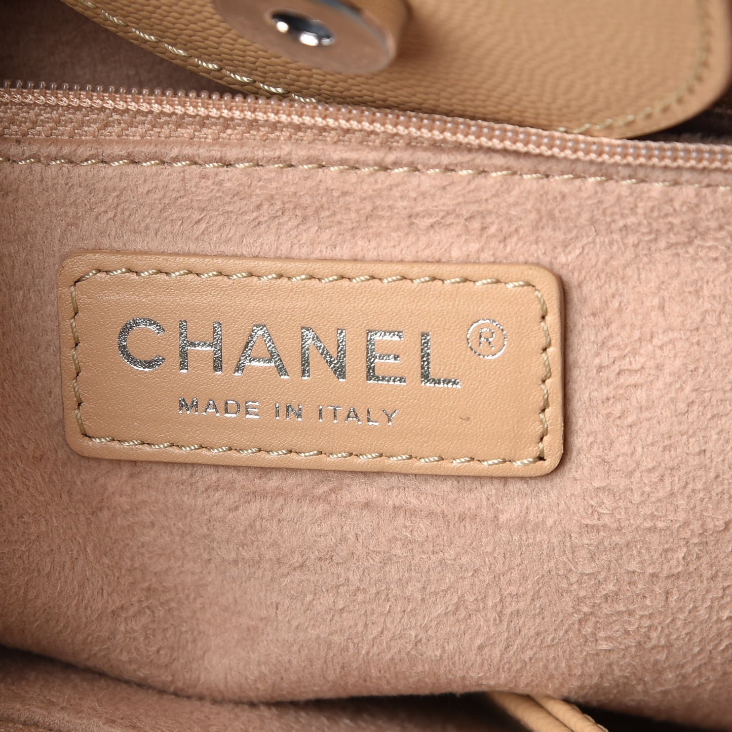 Caviar Small Studded Deauville Tote Beige