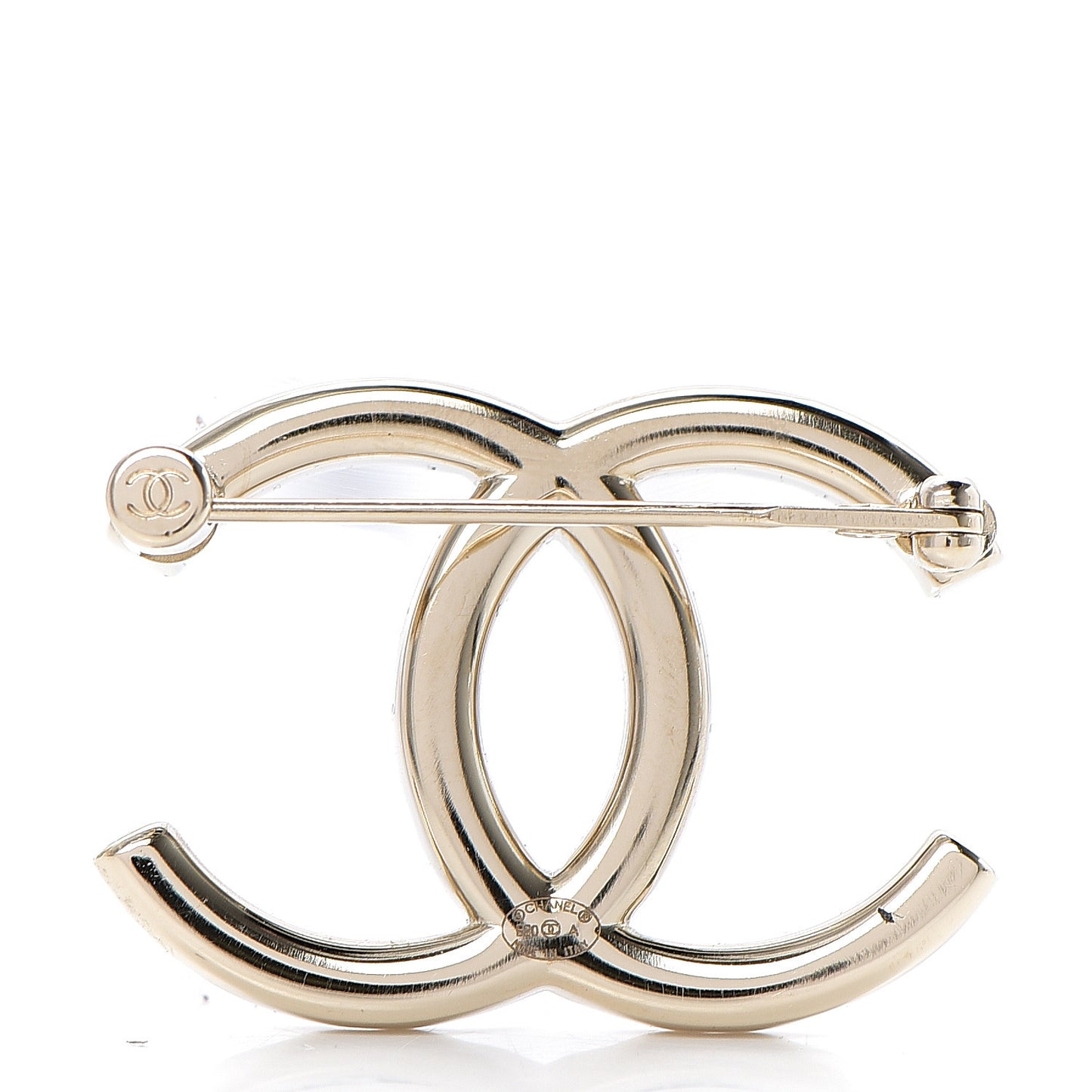 Crystal CC Brooch Light Gold