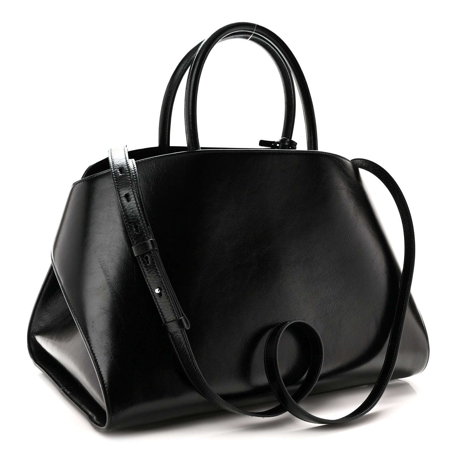 Salvatore Ferragamo Shiny Calfskin Medium Hug Zip Pocket Shoulder Bag Black 3 of 9