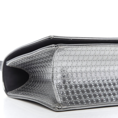 Christian Dior Metallic Patent Micro-Cannage Medium Diorama Flap Bag Silver 6 of 9
