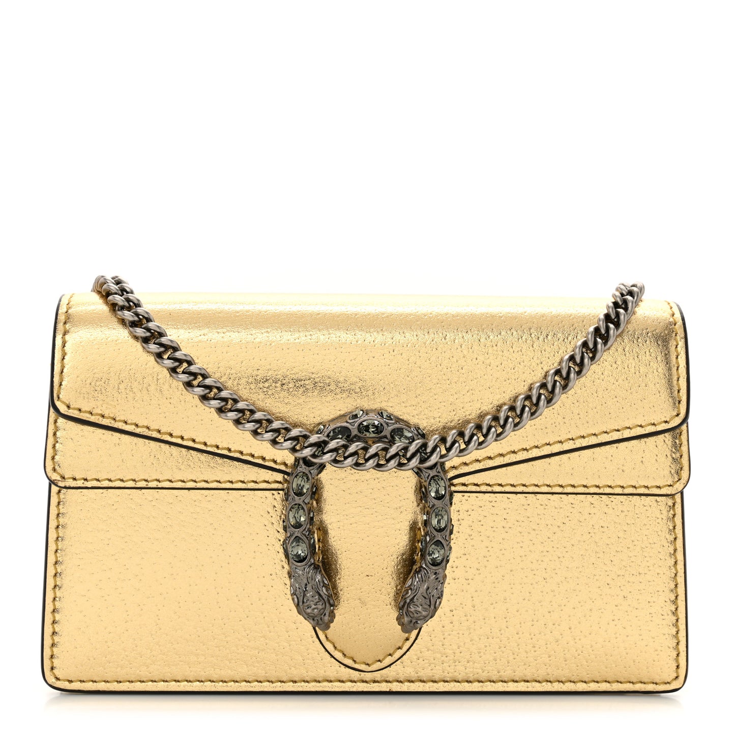 Metallic Calfskin Super Mini Dionysus Shoulder Bag Gold