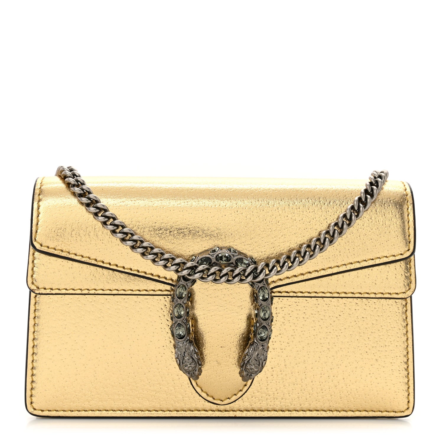 Gucci Metallic Calfskin Super Mini Dionysus Shoulder Bag Gold 1 of 9