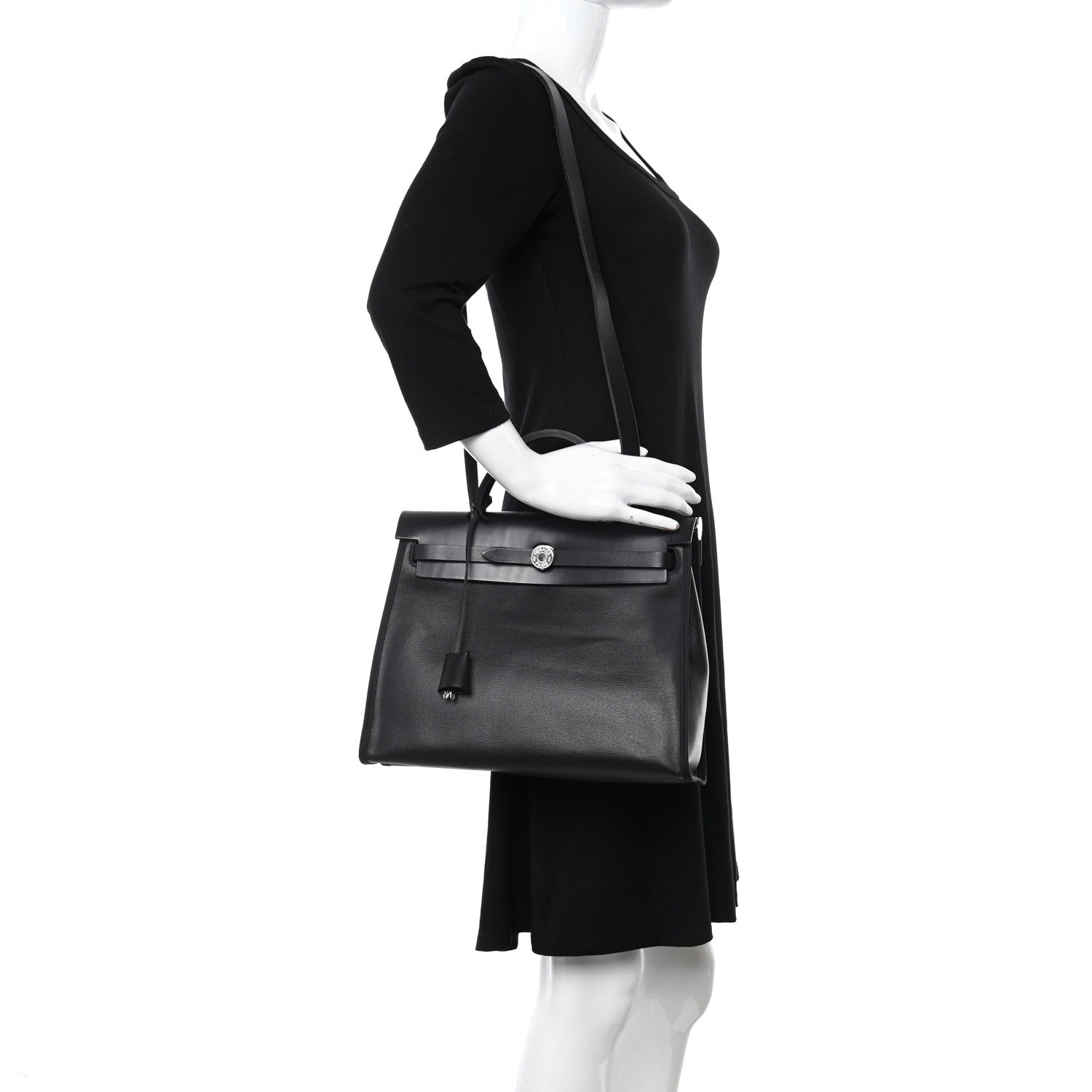 Hermes Toile H Berline Vache Hunter Herbag Zip PM 31 Black Ecru 2 of 12