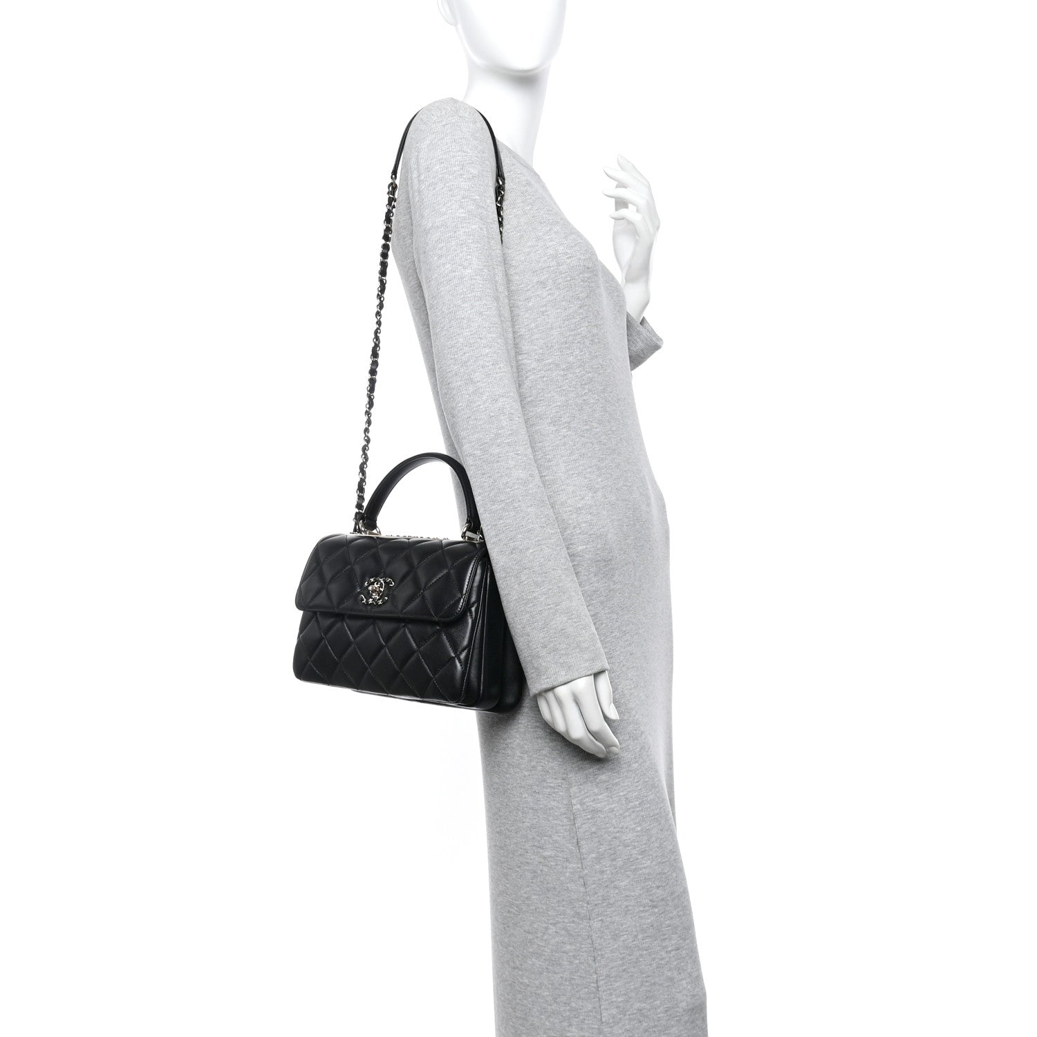 Chanel Lambskin Quilted Small Trendy CC Chain Dual Handle Flap Bag Black 2 of 11