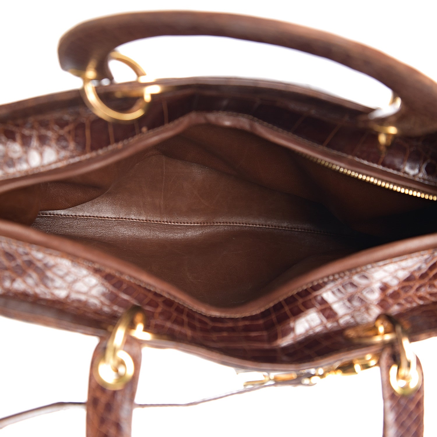 Christian Dior Crocodile Large Lady Dior Brown 4 of 14