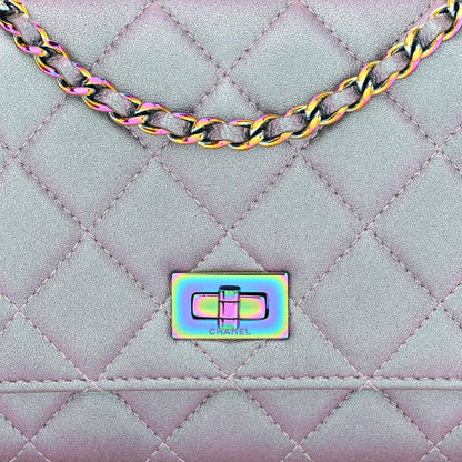 Chanel Iridescent Lambskin Quilted Reissue Wallet On Chain WOC Light Purple 9 of 12
