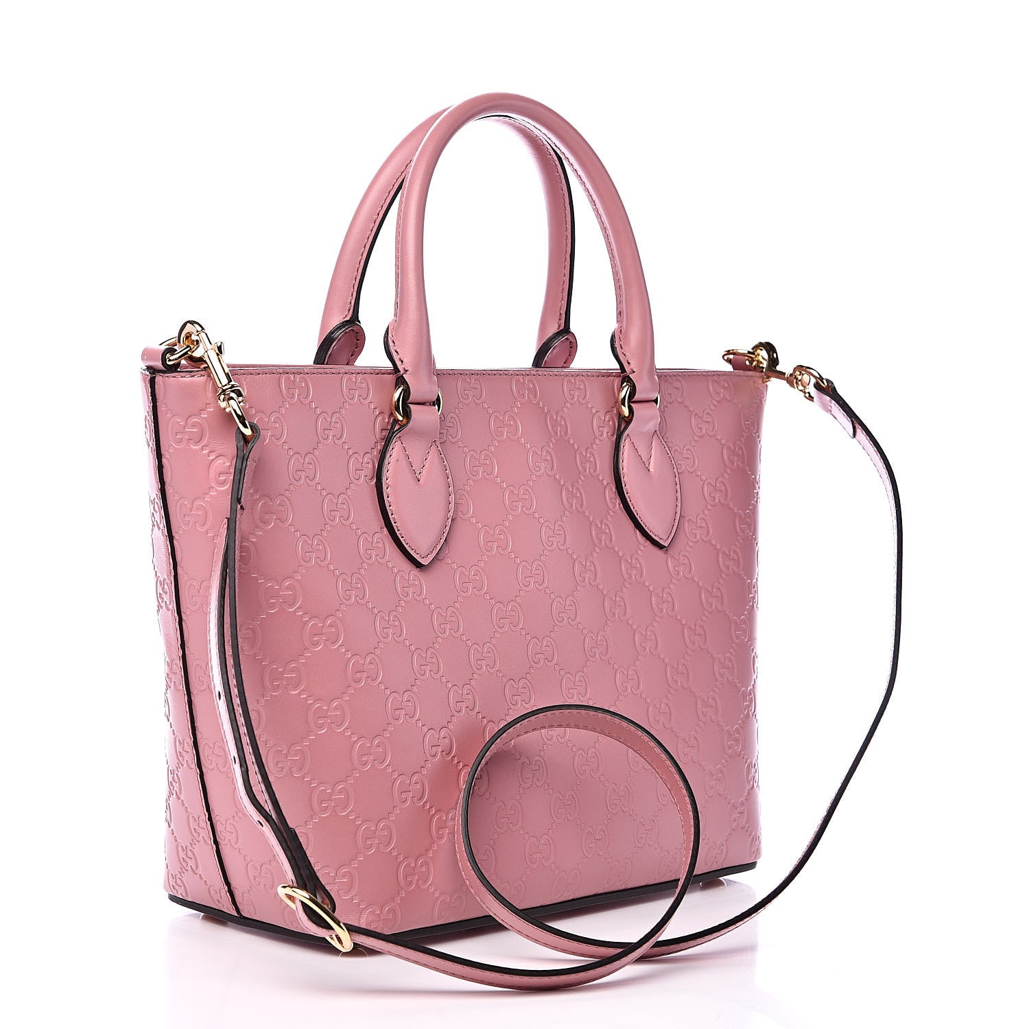 Gucci Guccissima Signature Small Zippered Bucket Tote Rose Baby Candy 3 of 10