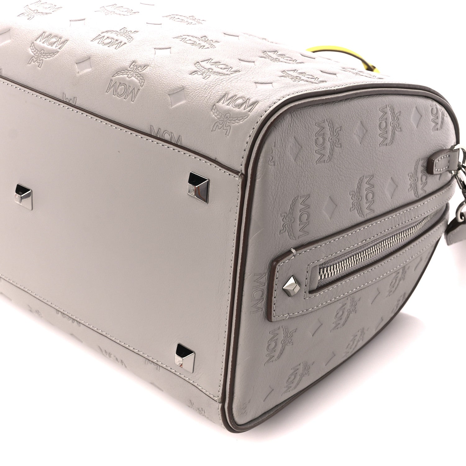 MCM Calfskin Ottomar Monogram Essential Boston Bag Dove 11 of 12