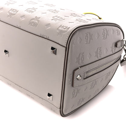 MCM Calfskin Ottomar Monogram Essential Boston Bag Dove 11 of 12
