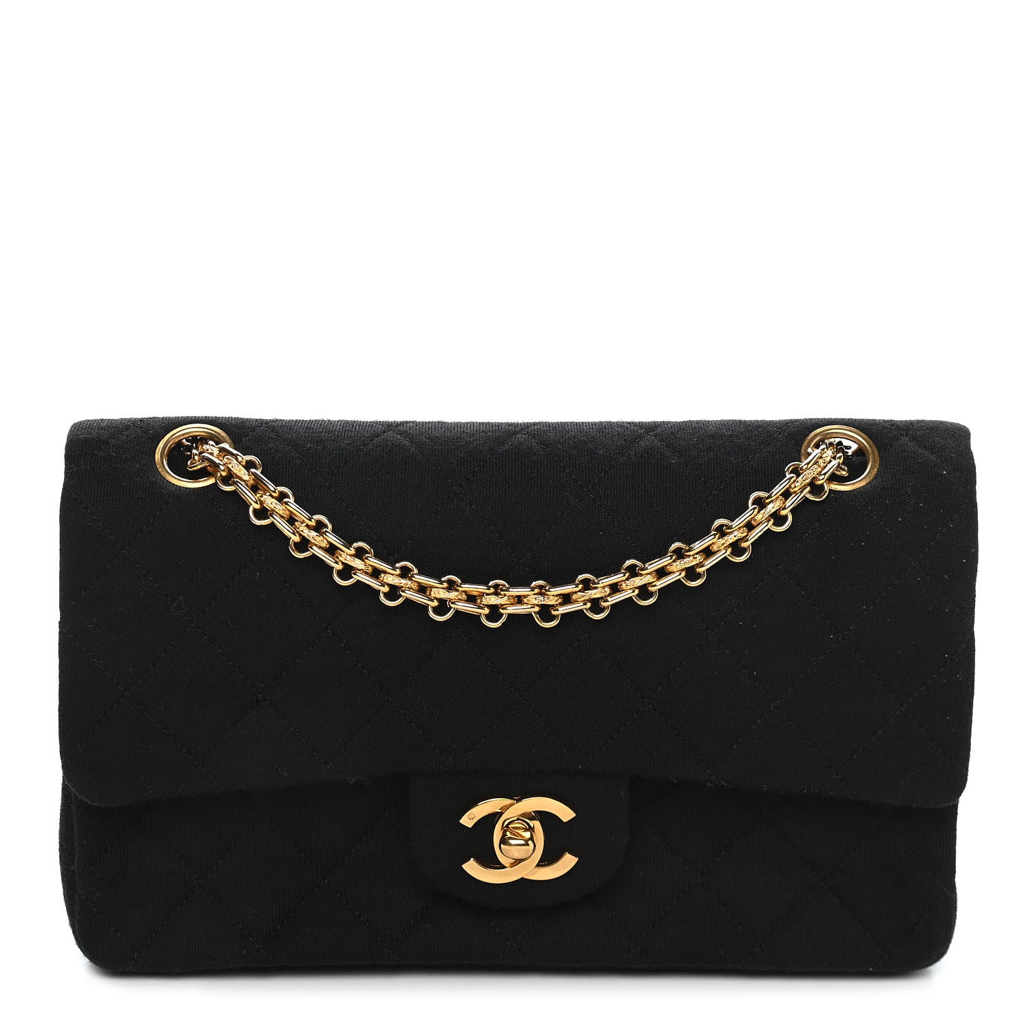 Chanel Jersey Quilted Medium Double Flap Black 1 of 9