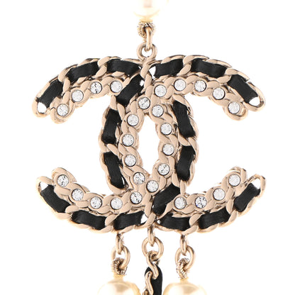 Chanel Pearl Lambskin Crystal CC Vintage Allure Necklace Gold Black 5 of 5