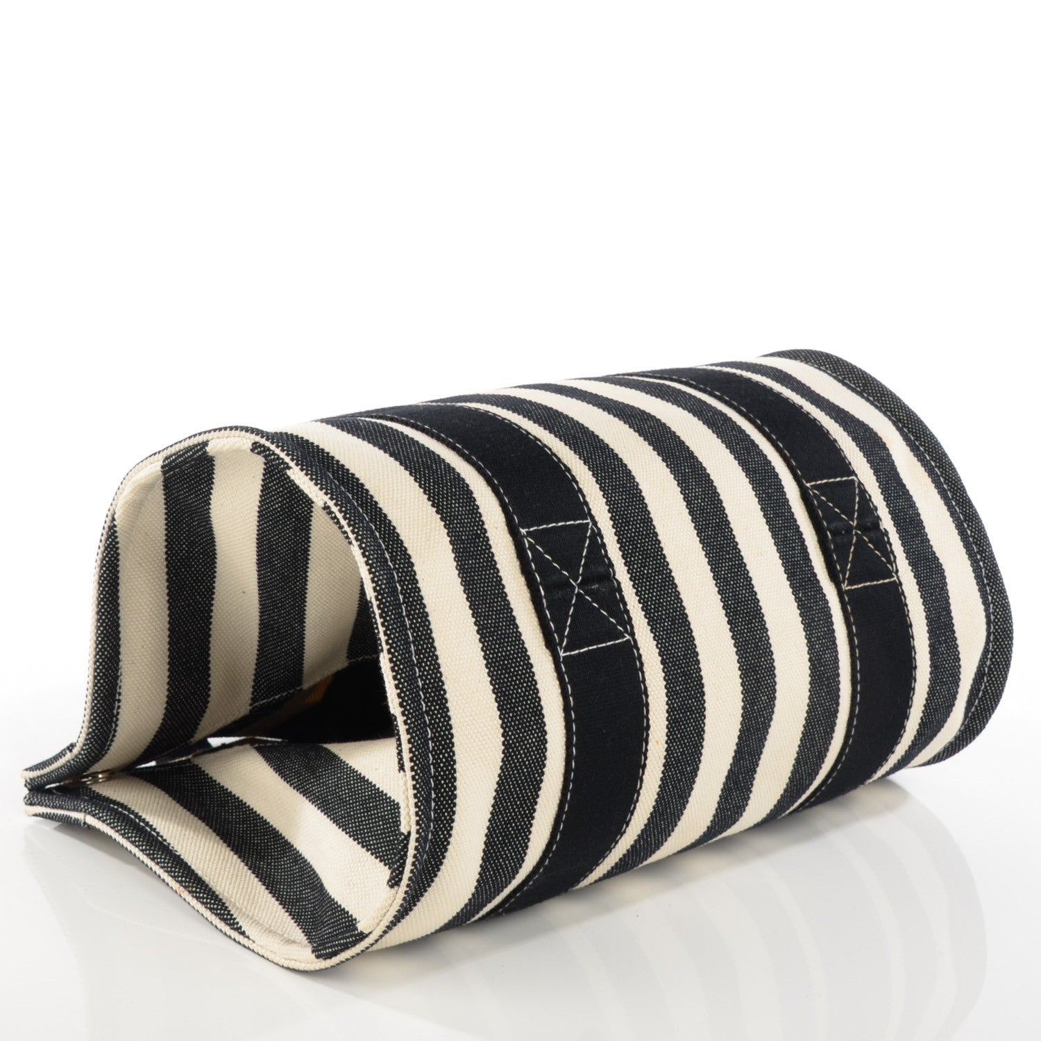 Hermes Canvas Striped Cannes MM Black White 6 of 10