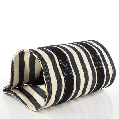 Hermes Canvas Striped Cannes MM Black White 6 of 10