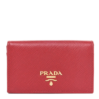 Prada Saffiano Metal Card Holder Rosso 1 of 10